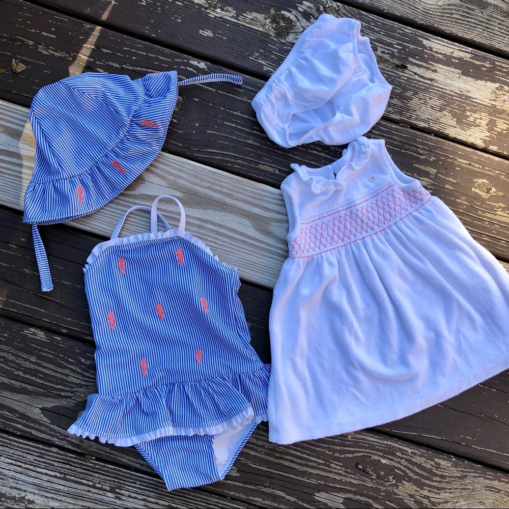 Gymboree Sea Horse Swim Set + Cover Up Set- 4Piece